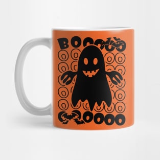 Halloween Boo Ghost Groovy Text Black Mug